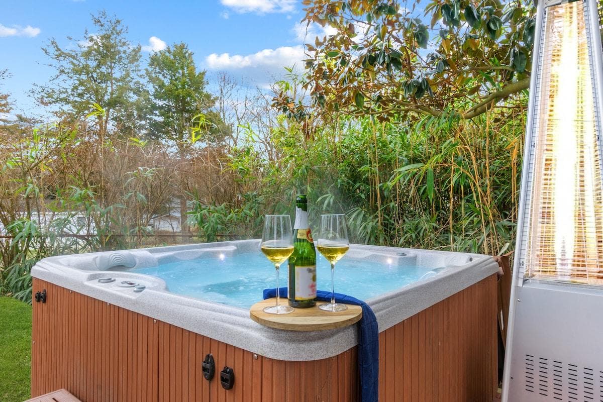Escape reality in our brand new hot tub that backs up to a bamboo forest at the Naval Nook. 